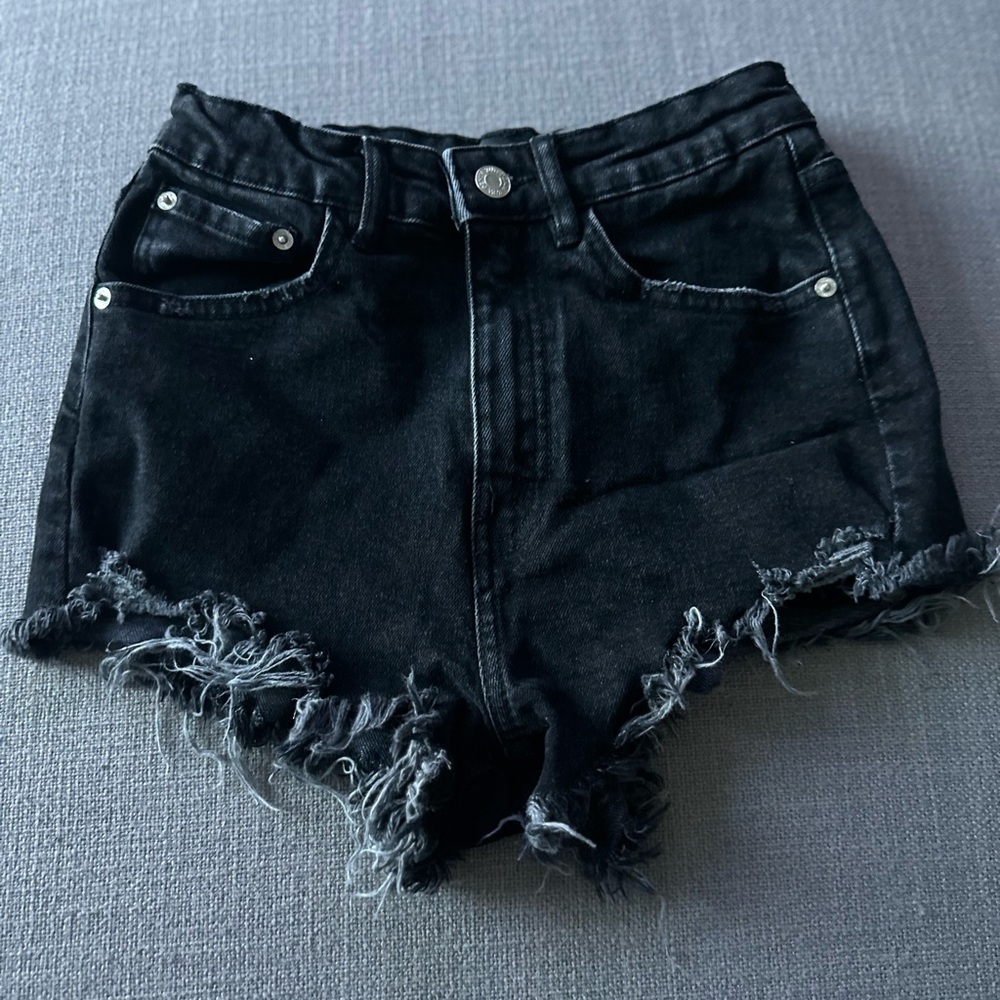 Black Distressed Denim Shorts